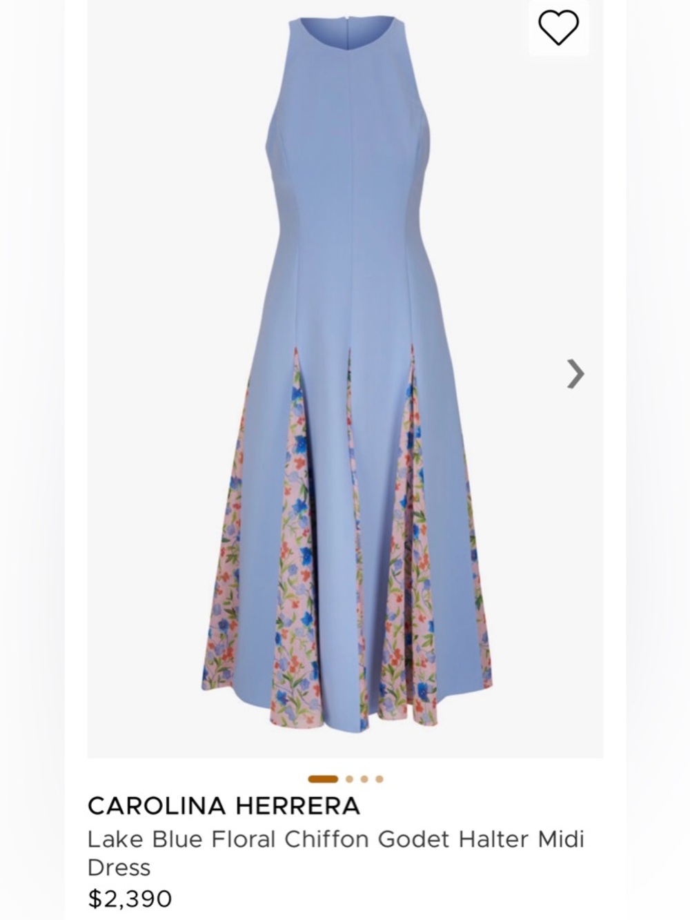 CAROLINA HERRERA SLEEVELESS HALTER GODET MIDI DRESS LAKE BLUE size 6 NEW - Picture 9 of 15